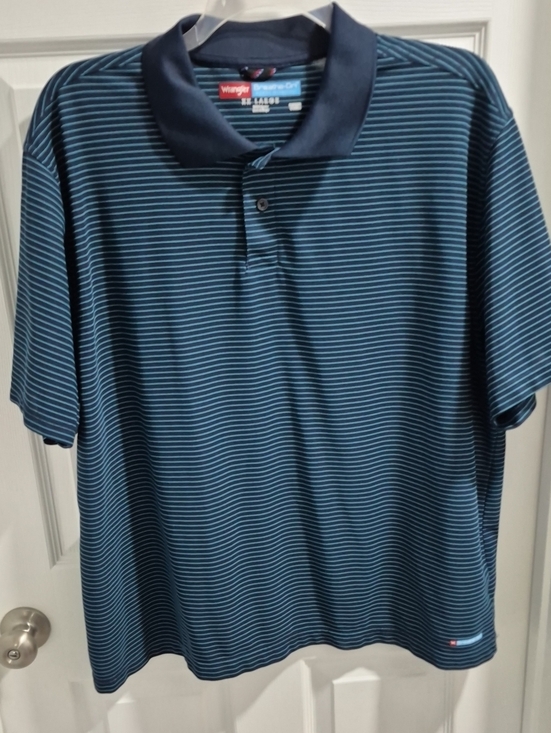 Wrangler Other - Wrangler Men's Teal and Navy Striped Polo
